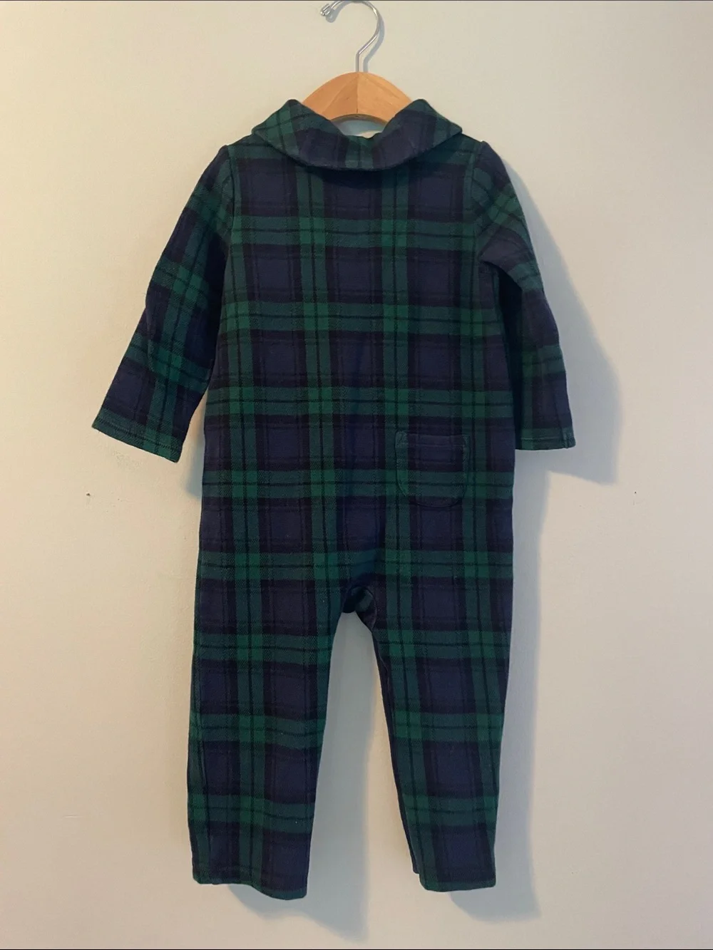 Janie and Jack Green & Navy Plaid Hooded One-Piece size: 18-24 months